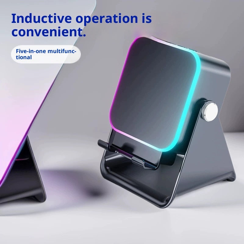Induction Folding Desktop Phone Stand Multifunctional Wireless Speaker Ambient Light