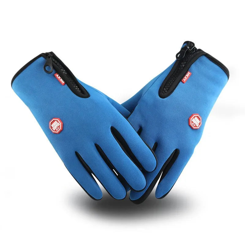 Warm Gloves Outdoor Cycling Zipper Gloves Men's Winter Women's Cycling Touchscreen Motorcycle Waterproof Warm Gloves