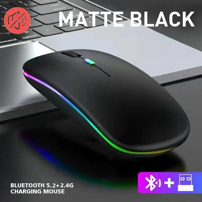 PHONEPACE Dual Mode Wireless Mouse Bluetooth 2.4G Rechargeable Silent LED Backlit Optical Mice for Laptop PC Computer