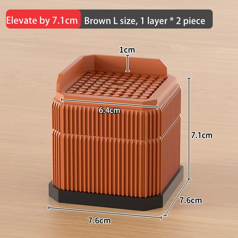 Adjustable Height Furniture Risers - High Load - Bearing, Triple Anti - Slip for Sofa, Bed & Desk