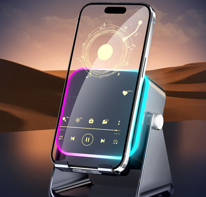 Induction Folding Desktop Phone Stand Multifunctional Wireless Speaker Ambient Light