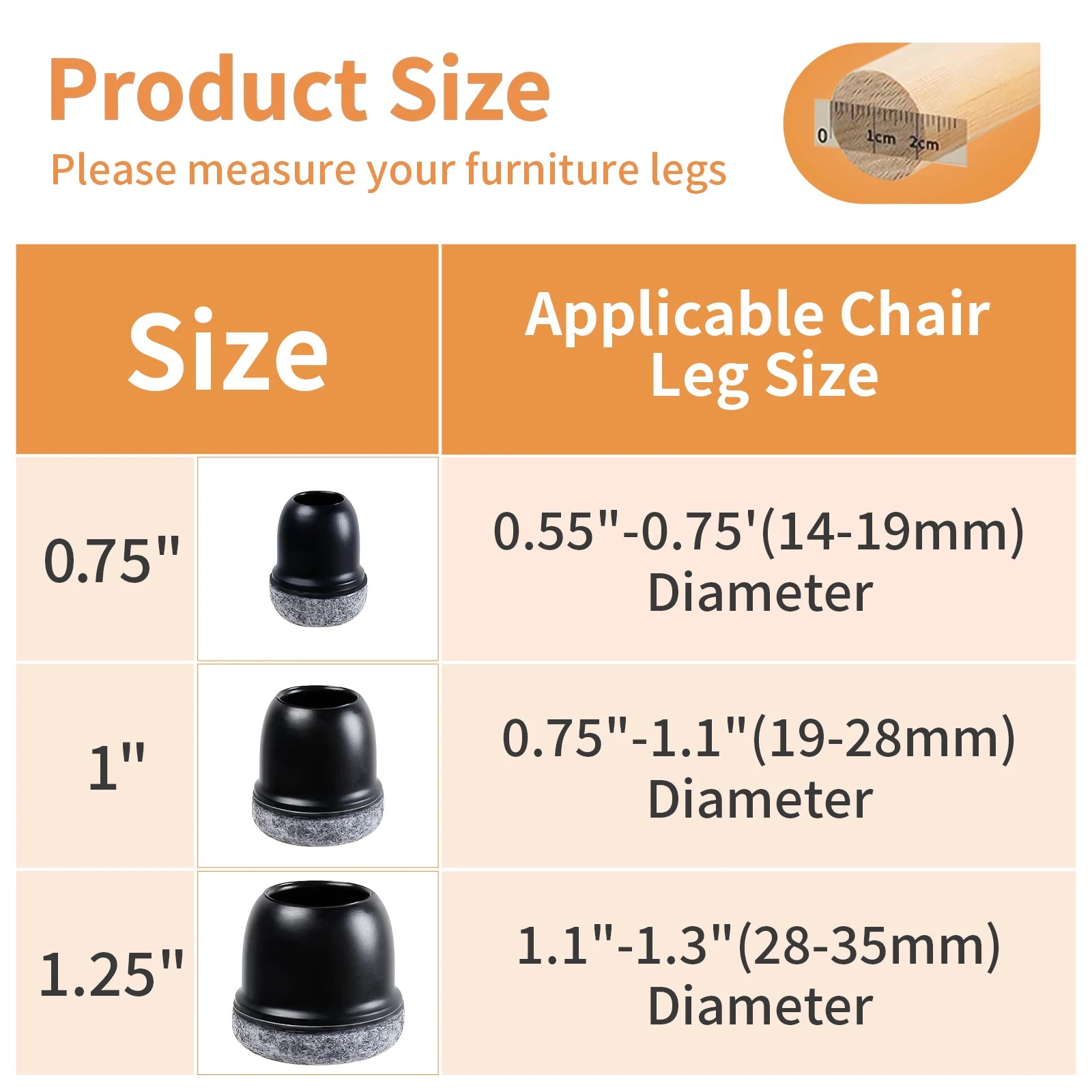 16PCS Silicone Chair Leg Floor Protectors with Wrapped Felt Sofa Table Feet Pads Non Slip Reduce Noise for Hardwood Floors
