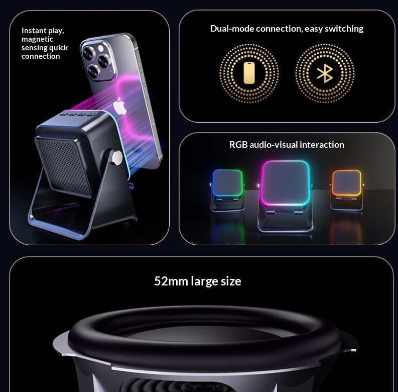 Induction Folding Desktop Phone Stand Multifunctional Wireless Speaker Ambient Light