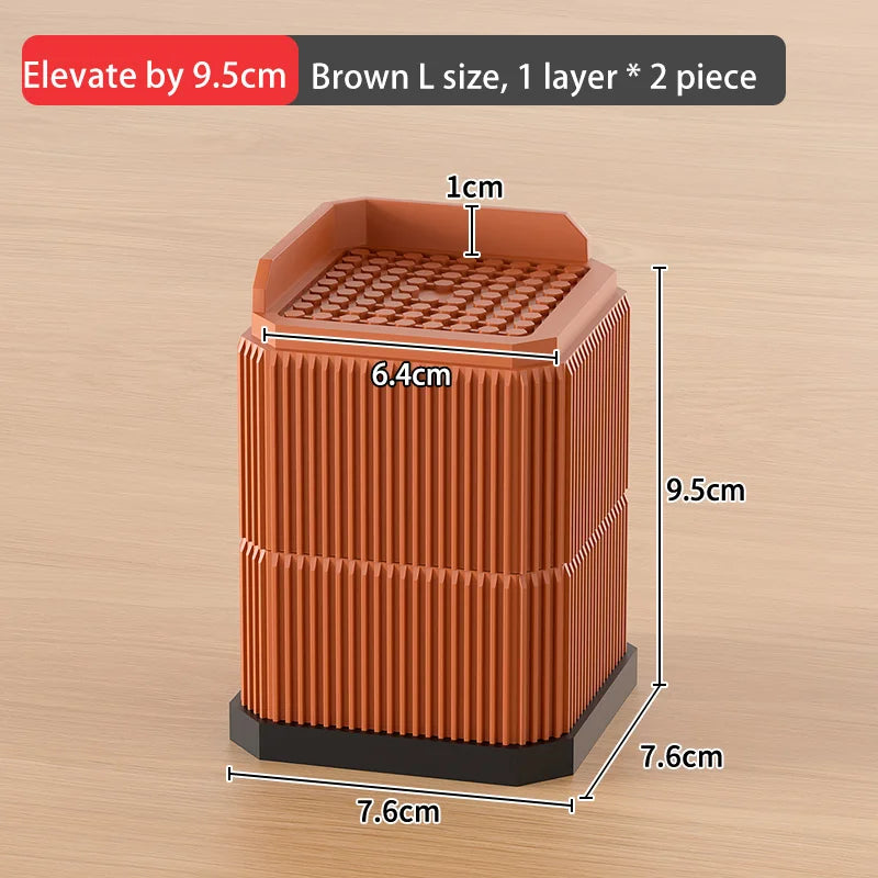 Adjustable Height Furniture Risers - High Load - Bearing, Triple Anti - Slip for Sofa, Bed & Desk