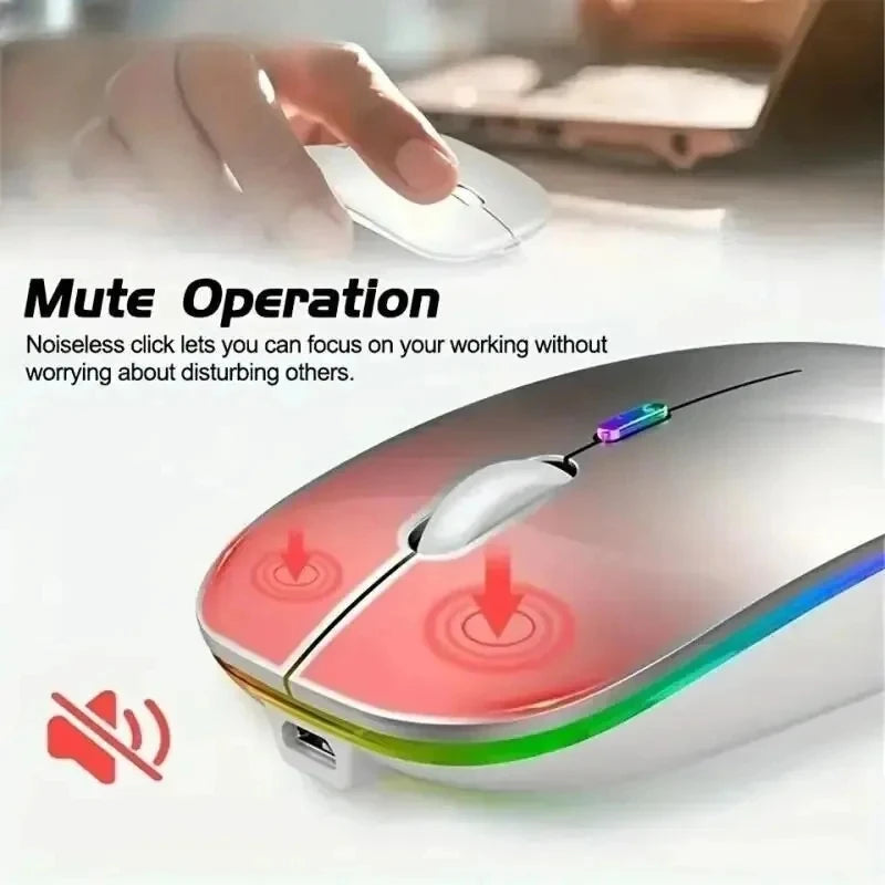 PHONEPACE Dual Mode Wireless Mouse Bluetooth 2.4G Rechargeable Silent LED Backlit Optical Mice for Laptop PC Computer