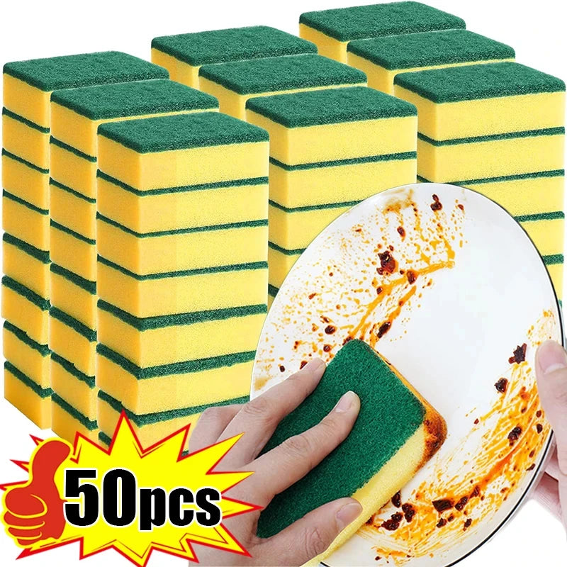 Heavy-Duty Double-Sided Magic Sponge: Tough Grease Cleaner for Motorcycles, Pots & Kitchen Surfaces