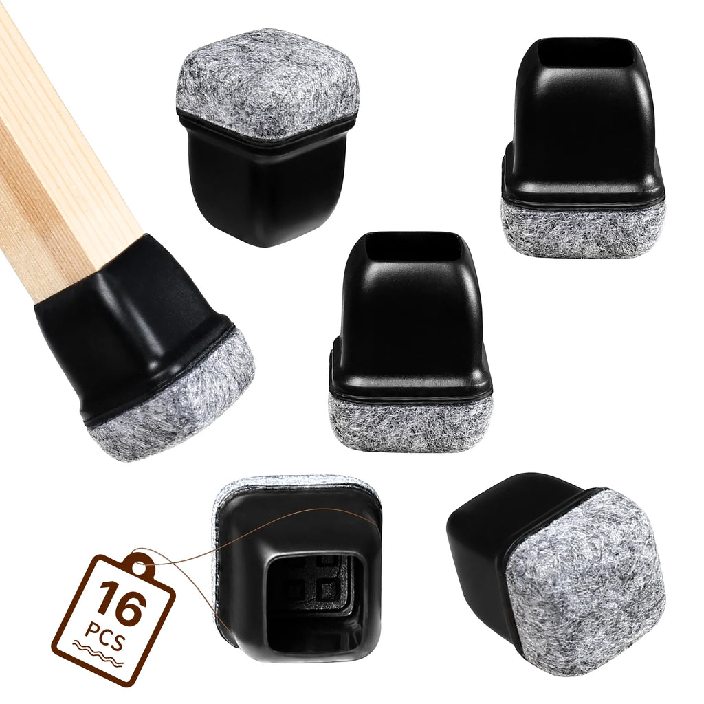 16PCS Silicone Chair Leg Floor Protectors with Wrapped Felt Sofa Table Feet Pads Non Slip Reduce Noise for Hardwood Floors