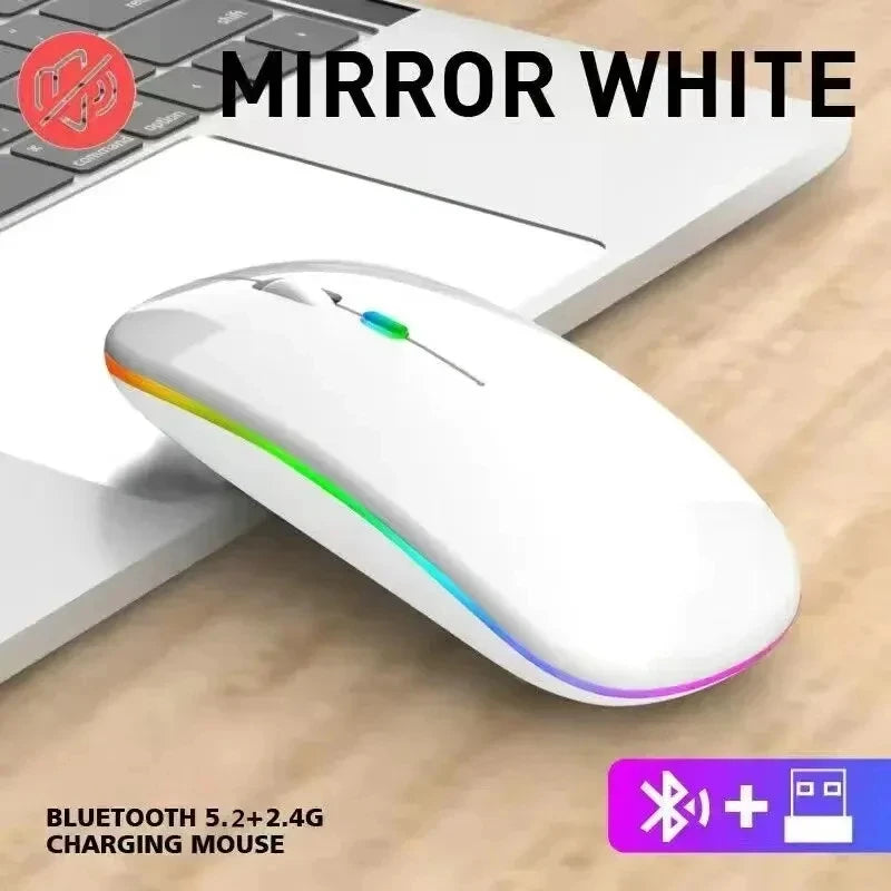 PHONEPACE Dual Mode Wireless Mouse Bluetooth 2.4G Rechargeable Silent LED Backlit Optical Mice for Laptop PC Computer