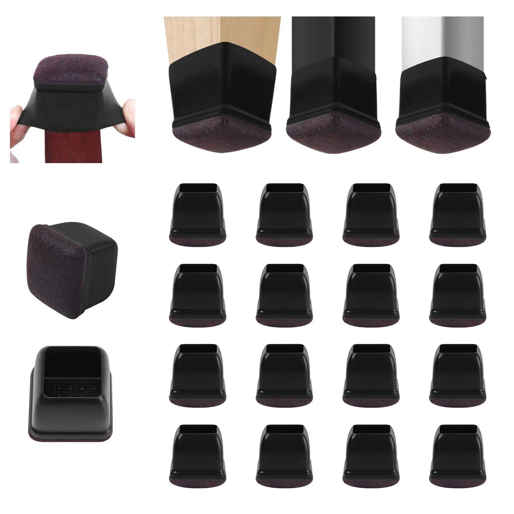 16PCS Silicone Chair Leg Floor Protectors with Wrapped Felt Sofa Table Feet Pads Non Slip Reduce Noise for Hardwood Floors