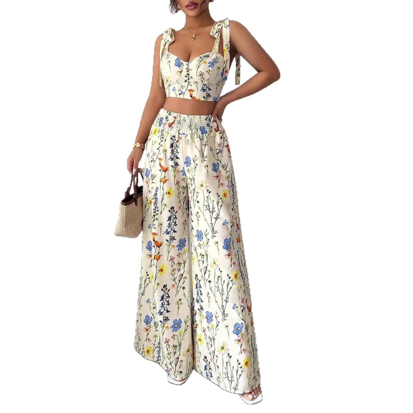 Printed Camisole Womens Top And Pants Set