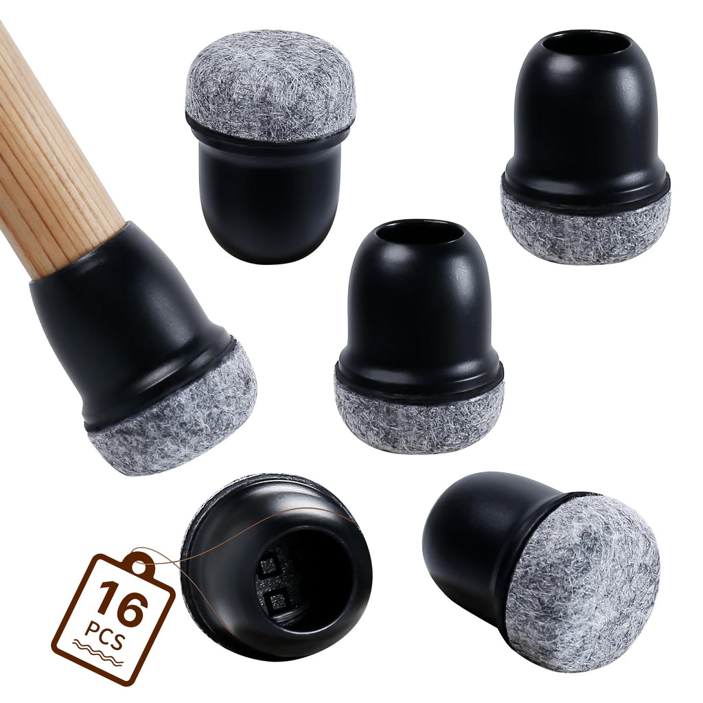 16PCS Silicone Chair Leg Floor Protectors with Wrapped Felt Sofa Table Feet Pads Non Slip Reduce Noise for Hardwood Floors