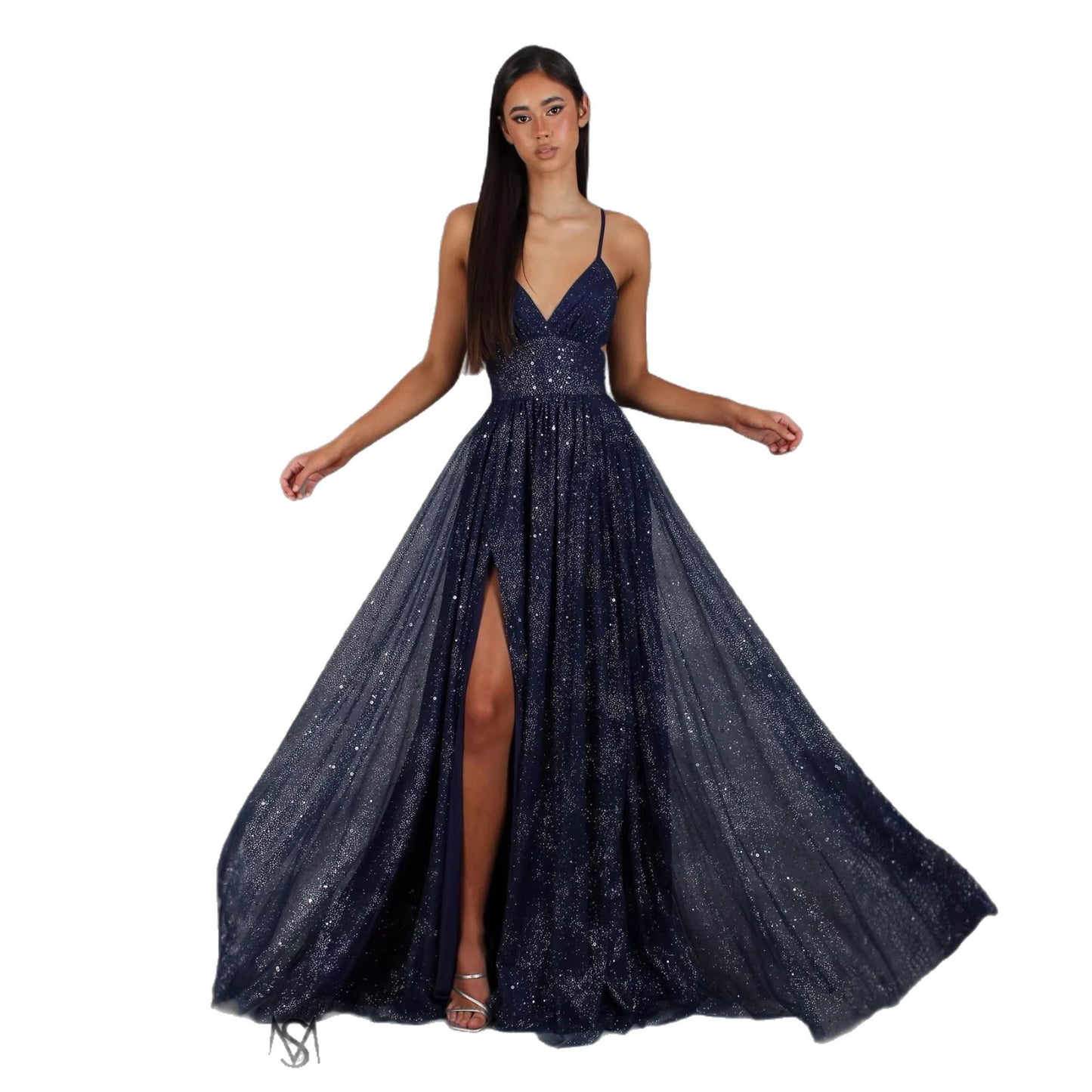 Elegant Womens V-neck Sleeveless Strapless Dress With A Flared Hem High Waist Split Women Long Dresses Party Dress