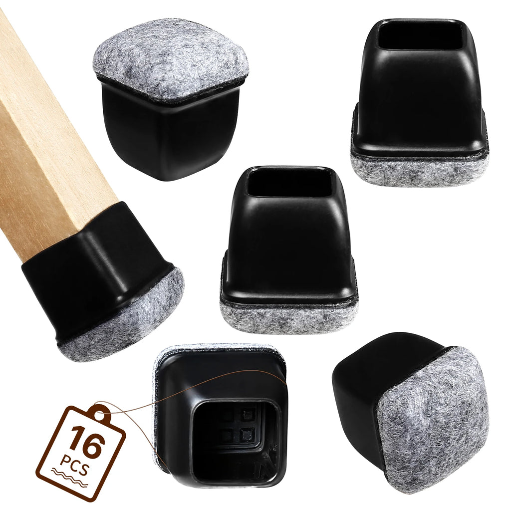 16PCS Silicone Chair Leg Floor Protectors with Wrapped Felt Sofa Table Feet Pads Non Slip Reduce Noise for Hardwood Floors