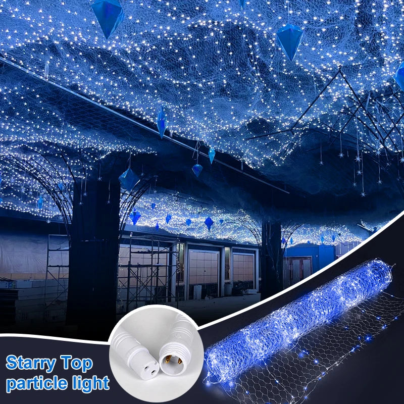 2024 Upgrade Wedding Ceiling Decor Starry Sky Wrought Iron Net With Luminous Lamp Beads Party Prop For Christmas And Birthday