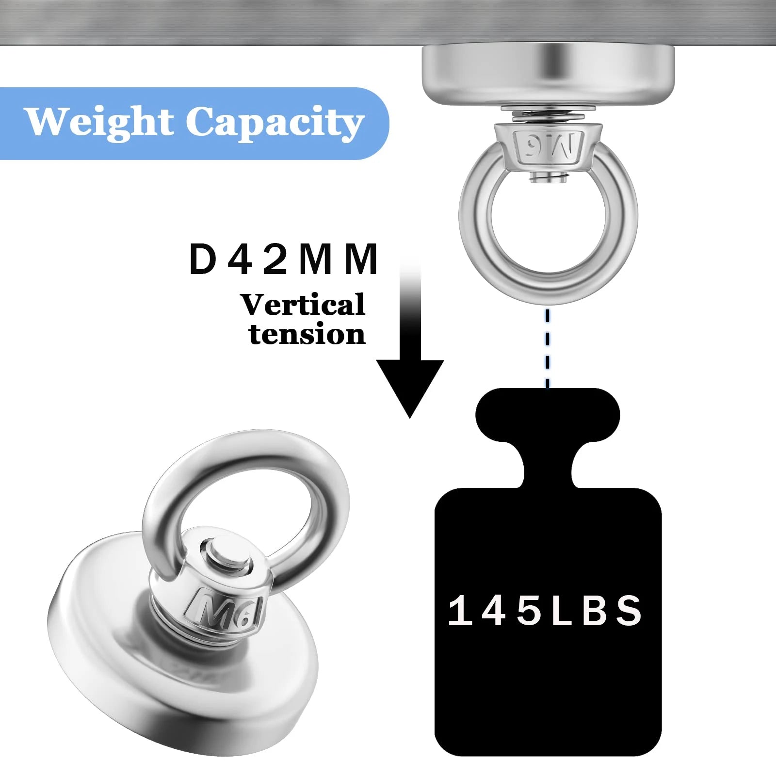Super Strong Neodymium Fishing Magnets Heavy Duty imanes Magnet with Countersunk Hole Eyebolt for Salvage Magnetic Fishing