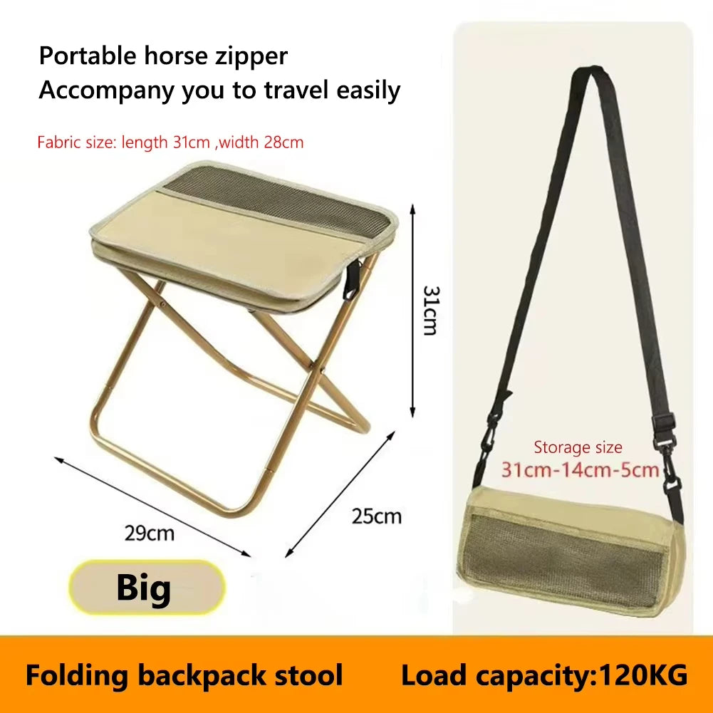 Folding stool for outdoor leisure, camping, and hiking fishing trips, convenient shoulder bag style portable stool for storage