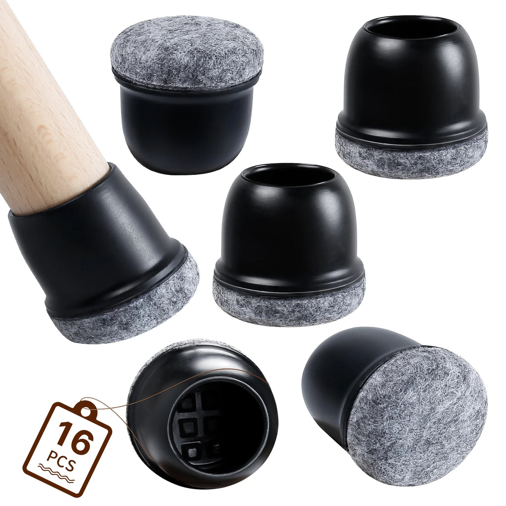 16PCS Silicone Chair Leg Floor Protectors with Wrapped Felt Sofa Table Feet Pads Non Slip Reduce Noise for Hardwood Floors