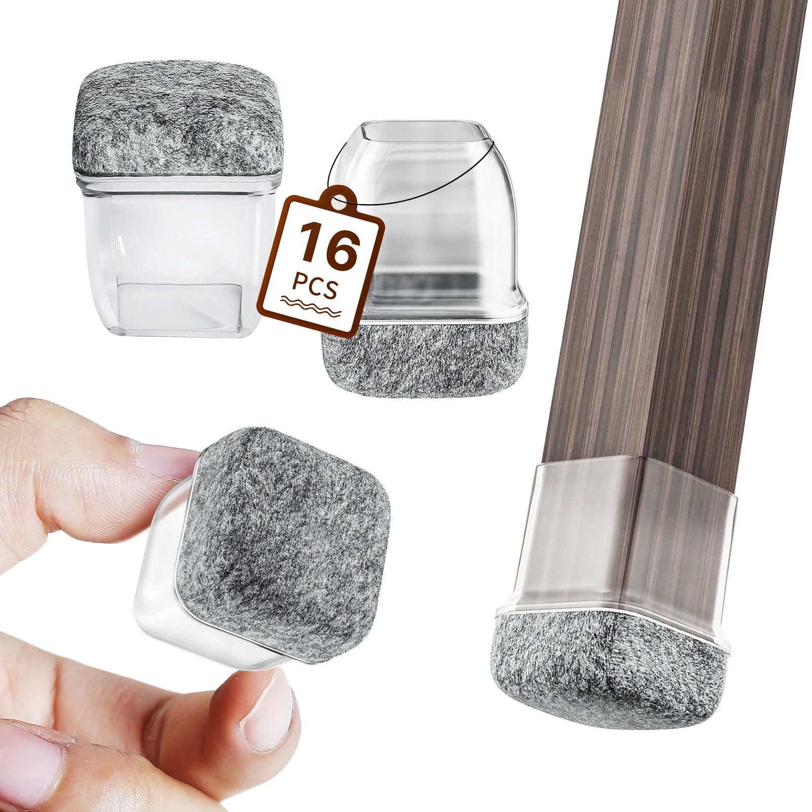 16PCS Silicone Chair Leg Floor Protectors with Wrapped Felt Sofa Table Feet Pads Non Slip Reduce Noise for Hardwood Floors