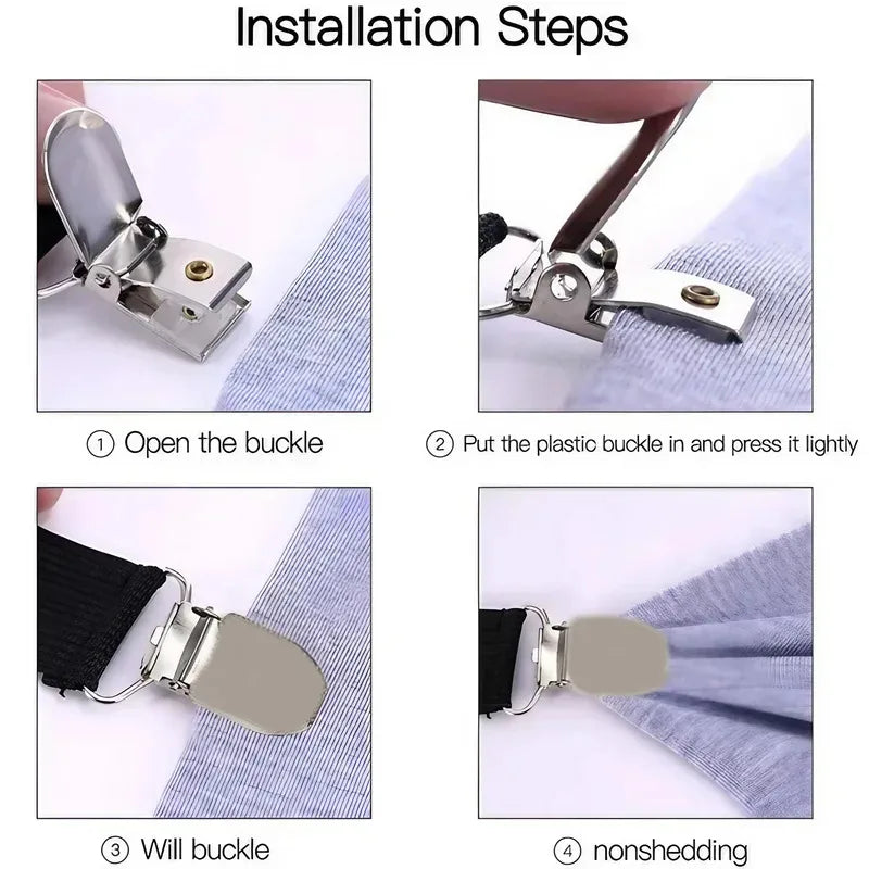 Bed Sheet Holder Clips - Elastic Non-Slip Sheet Fasteners, Adjustable Mattress Gripper for Fitted Sheets, Sofa Covers, Duve