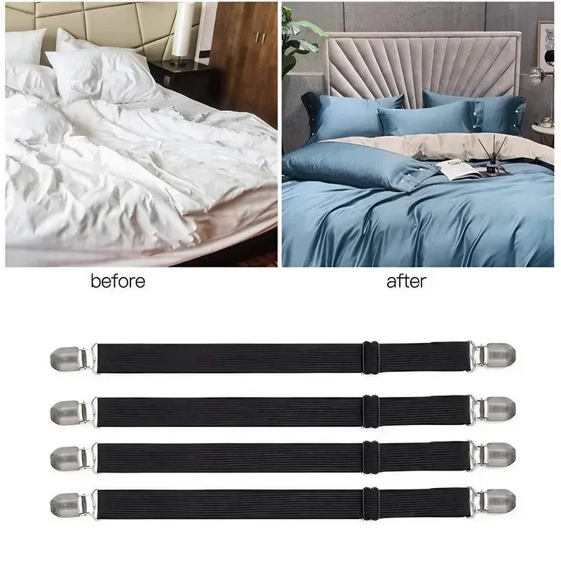 Bed Sheet Holder Clips - Elastic Non-Slip Sheet Fasteners, Adjustable Mattress Gripper for Fitted Sheets, Sofa Covers, Duve