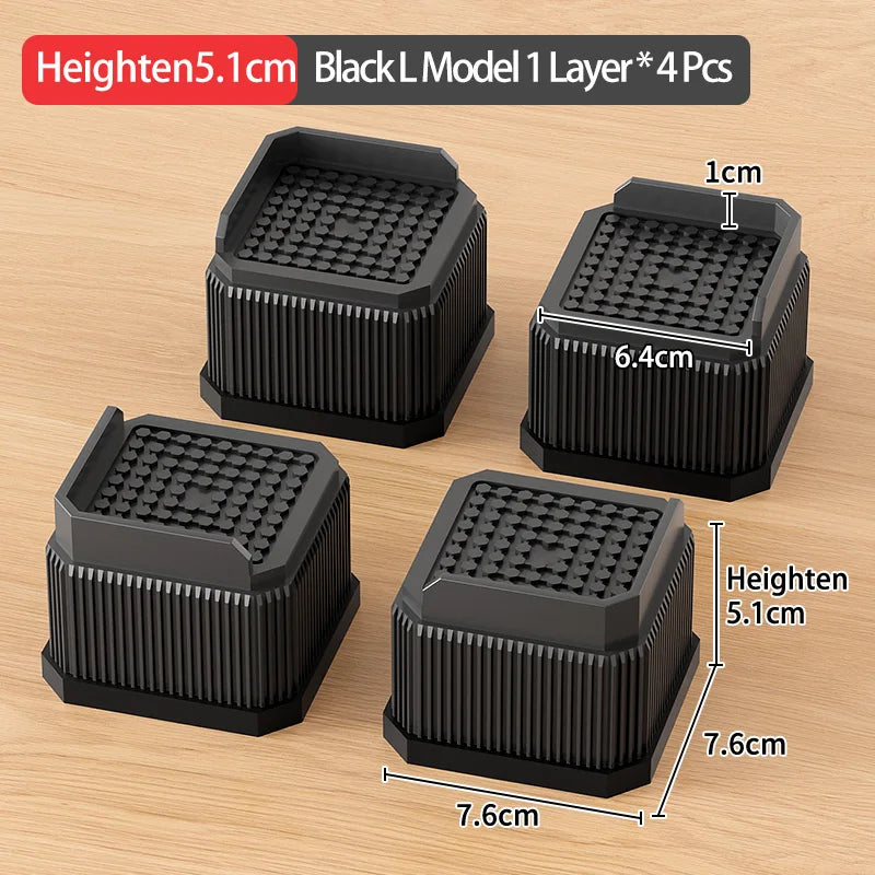 Adjustable Height Furniture Risers - High Load - Bearing, Triple Anti - Slip for Sofa, Bed & Desk