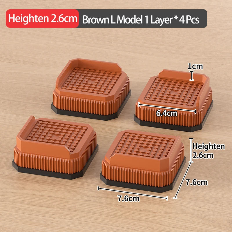 Adjustable Height Furniture Risers - High Load - Bearing, Triple Anti - Slip for Sofa, Bed & Desk