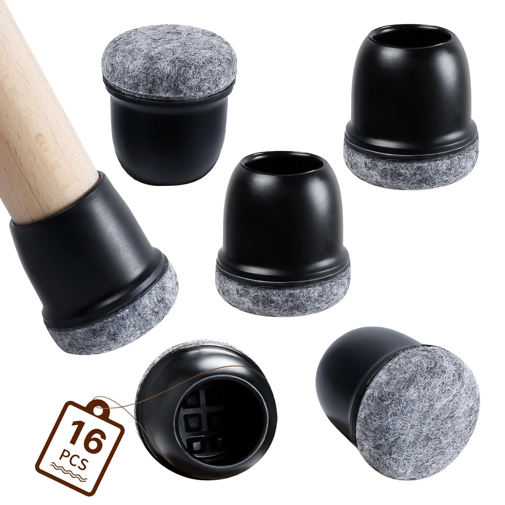 16PCS Silicone Chair Leg Floor Protectors with Wrapped Felt Sofa Table Feet Pads Non Slip Reduce Noise for Hardwood Floors