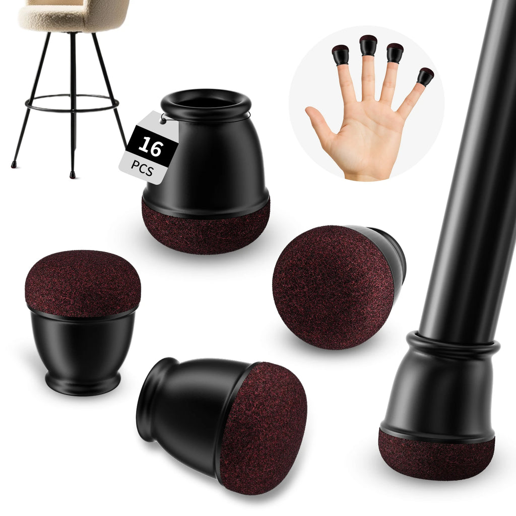 16PCS Silicone Chair Leg Floor Protectors with Wrapped Felt Sofa Table Feet Pads Non Slip Reduce Noise for Hardwood Floors
