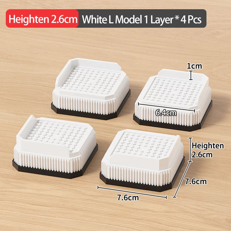 Adjustable Height Furniture Risers - High Load - Bearing, Triple Anti - Slip for Sofa, Bed & Desk