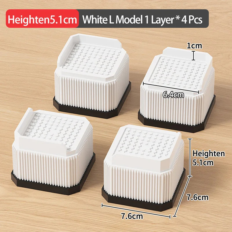 Adjustable Height Furniture Risers - High Load - Bearing, Triple Anti - Slip for Sofa, Bed & Desk