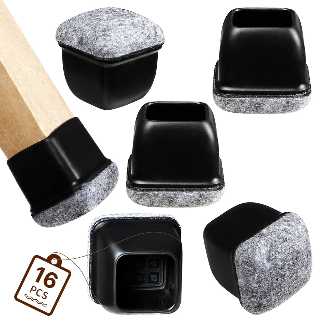 16PCS Silicone Chair Leg Floor Protectors with Wrapped Felt Sofa Table Feet Pads Non Slip Reduce Noise for Hardwood Floors